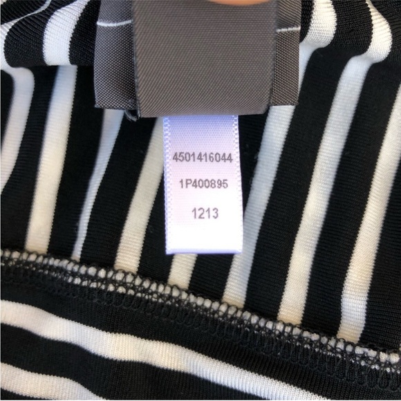 Chico’s Travelers Made in Usa Black & White Stripe Tie-Front 3/4 Sleeve Top 3 L - Picture 11 of 15